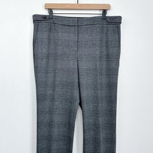 Ann Taylor The Straight Dark Plaid Button Tab Office Pant NWT